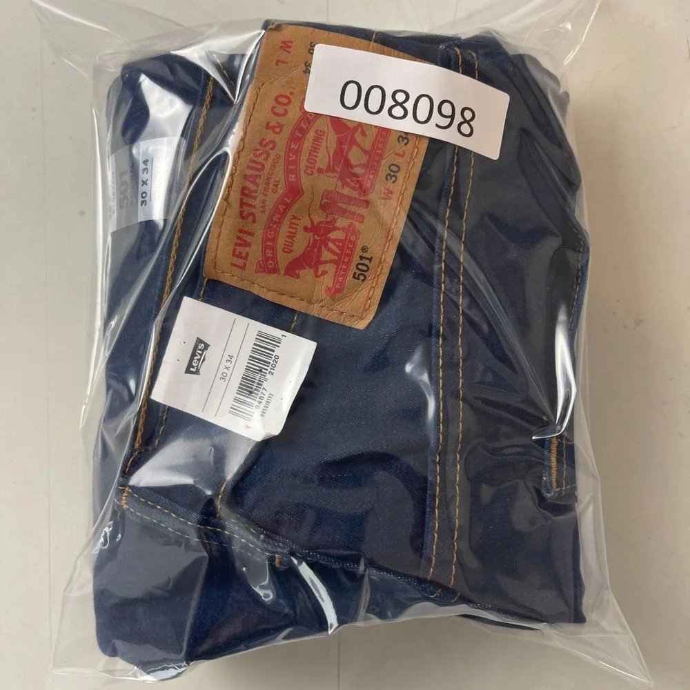 Levis 501 Jeans Mens 30x34 Blue Original Fit Straight Dark Wash Indigo Denim